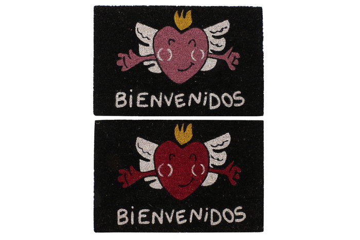 DKD Home Decor Felpudo Negro Rojo Fibra Coco y Goma Corazón 40x60x1.5 cm (2 Unidades) DKD Home Decor Felpudo Negro Rojo Fibra Coco y Goma Corazón 40x60x1.5 cm (2 Unidades)