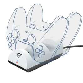 Trust Gaming GXT 254 Duo Charge Dock - Estación de Recarga Doble para PS5, Mando DualSense