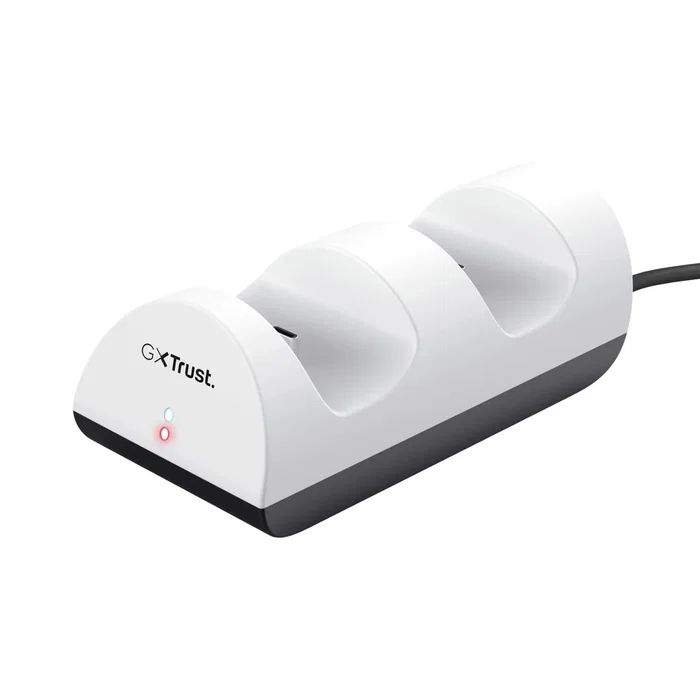 Trust GXT 254 Duo Charge Dock - Estación de Carga Doble Modular para Mando DualSense PS5 - Negro y Blanco