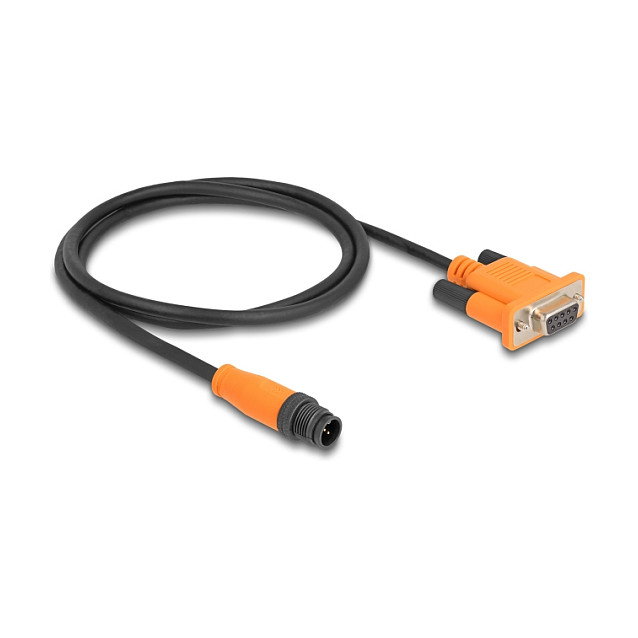 DeLOCK Cable Adaptador M12 CAN Bus Codificación A 5 Pin Macho a D-Sub 9 Hembra 1 m - Negro, Naranja
