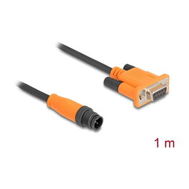 DeLOCK Cable Adaptador M12 CAN Bus Codificación A 5 Pin Macho a D-Sub 9 Hembra 1 m - Negro, Naranja
