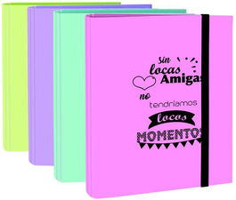 Mariola Carpeta Anillas Mixtas 4x40 Cartón Forrado Plastificado C-Frases Folio Surtidos Pastel