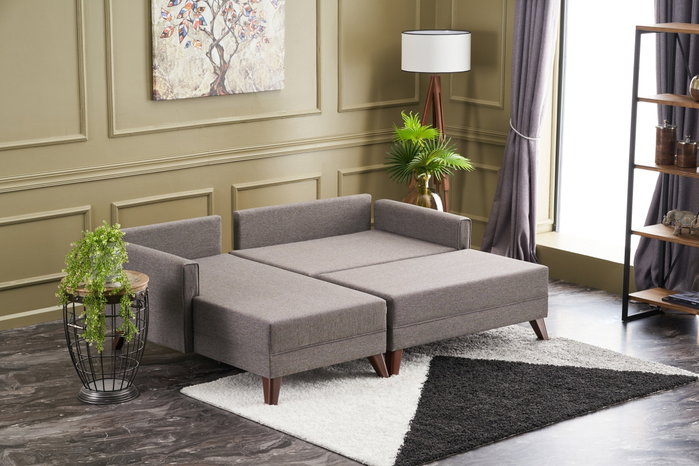 Atelier Del Sofa Sofá Cama Esquinero Izquierdo Marrón 205x85x81 cm, Cama 190x140 cm