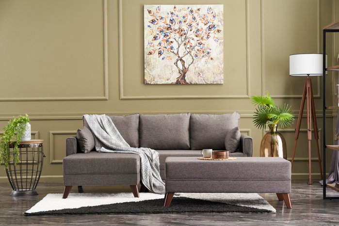 Atelier Del Sofa Sofá Cama Esquinero Izquierdo Marrón 205x85x81 cm, Cama 190x140 cm