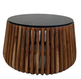 DKD Home Decor Mesa de Centro de Mármol y Mango 85x85x45 cm Negro