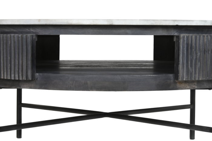 DKD Home Decor Mesa de Centro de Mango y Mármol 90x90x42 cm Negro y Blanco DKD Home Decor Mesa de Centro de Mango y Mármol 90x90x42 cm Negro y Blanco
