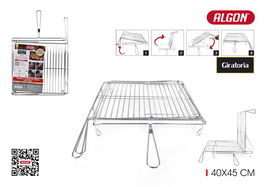 Algon Bbq Parrilla BBQ Giratoria Cromada 40 x 45 cm (4 Unidades)