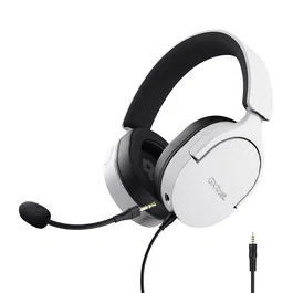 Trust GXT 489W FAYZO Auriculares Gaming Diadema Alámbricos con Micrófono Desmontable, Control de Volumen, Unidades 50mm, 35% Material Reciclado, Jack 3.5mm, Color Blanco y Negro