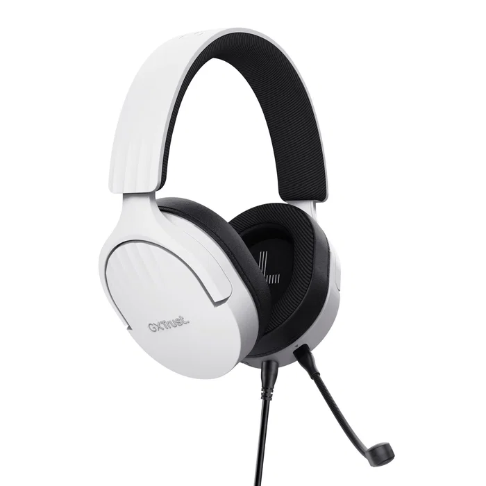 Trust GXT 489 Fayzo - Auriculares Gaming Alámbricos con Micrófono Desmontable, Diadema Ajustable, Color Blanco/Negro, Conector 3.5mm