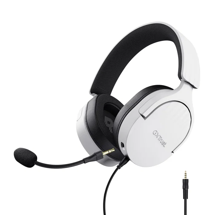 Trust GXT 489 Fayzo - Auriculares Gaming Alámbricos con Micrófono Desmontable, Diadema Ajustable, Color Blanco/Negro, Conector 3.5mm