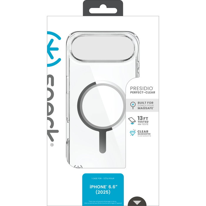 Speck Presidio Perfect Clear Case MagSafe para iPhone 17 Air, Transparente, Plata