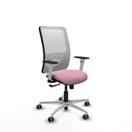 PIQUERAS Y CRESPO Silla de oficina Zulema Rosa y Blanco con mecanismo Sincro