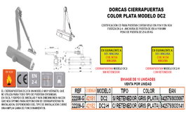 Dorcas Cierrapuertas DC2 Plata Fuerza 2-4 Sin Retenedor