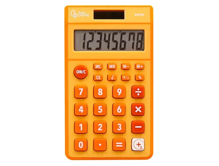 Liderpapel xf10 Calculadora Bolsillo 8 Dígitos Solar y Pilas 115x65x8 mm Naranja