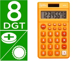 Liderpapel xf10 Calculadora Bolsillo 8 Dígitos Solar y Pilas 115x65x8 mm Naranja
