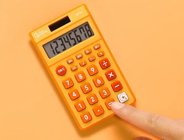 Liderpapel xf10 Calculadora Bolsillo 8 Dígitos Solar y Pilas 115x65x8 mm Naranja