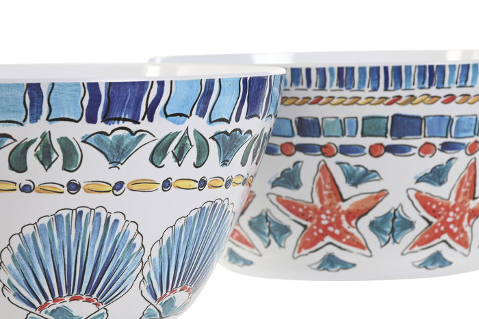 DKD Home Decor Ensaladera Atlantico Atenas Naranja Azul Melamina 25 x 12 x 25 cm (6 Unidades)