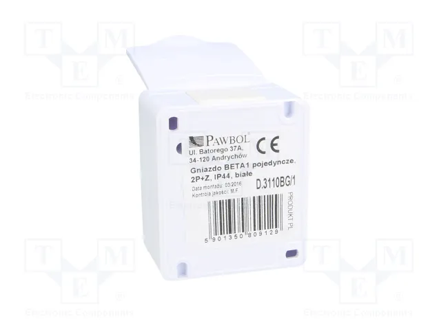 PAWBOL Tomacorriente Blanco 16A 250VAC 2P+PE