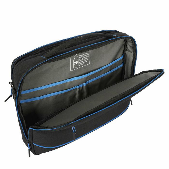 Targus Maletín Coastline EcoSmart para Portátil de 15-16", Negro, Fabricado con Plástico Reciclado del Océano y Protección SafePort