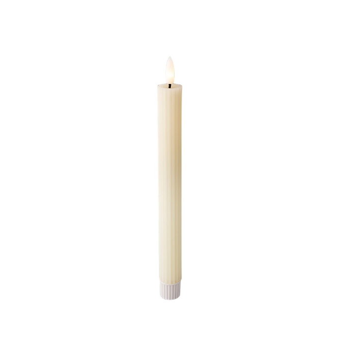 Lumineo Vela de cera LED beige con relieve, pack de 2 unidades