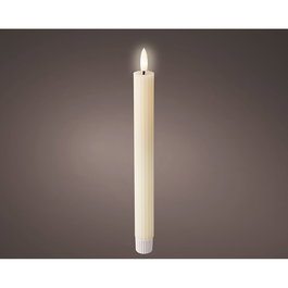 Lumineo Vela Cera LED Beige Relieve Ø2,2 x 24,5 cm Pack 2 uds