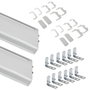 Emuca Kit de 2 perfiles centrales Gola para muebles de cocina, longitud 2,35m, con accesorios, Aluminio, Anodizado mate