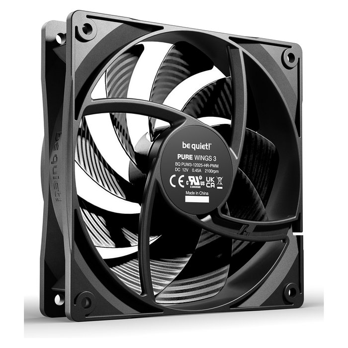 be quiet! Pure Wings 3 Ventilador 120mm PWM High-Speed - Paquete de 3 unidades - 2100 RPM, 101.2 m³/h, Negro - Incluye tornillos