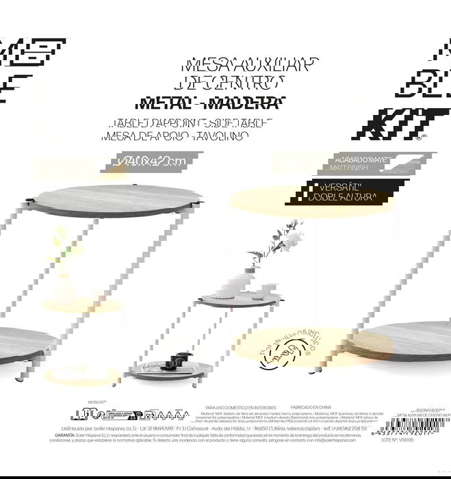 Inde Mesa Auxiliar De Centro White 40x42 cm (3 Unidades)