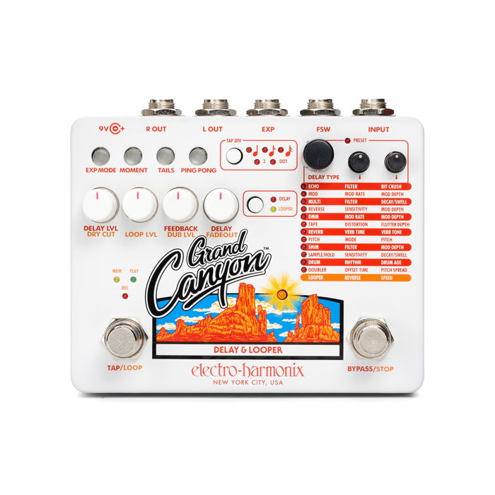 EHX Grand Canyon Pedal de Efectos Delay/Looper Incluye Fuente de Alimentación 9,6DC-200 PSU EHX Grand Canyon Pedal de Efectos Delay/Looper Incluye Fuente de Alimentación 9,6DC-200 PSU