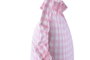 DKD Home Decor Cojín de Algodón Reciclado Rosa con Volantes Vichy 45x45x45 cm
