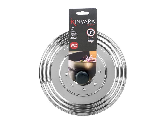 Kinvara Tapa para Sartén de Metal con Escurridor, Acero y Plástico, 29 cm (Set de 24)