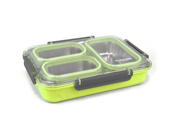 Thermosport Fiambrera Plástico-Acero 3 Compartimentos, Ancho 28 cm, Alto 20.5 cm, Largo 6 cm (6 Unidades)