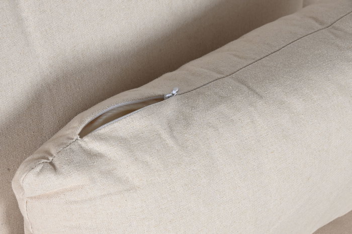 DKD Home Decor Sofá Urbano Beige, 270 x 86 x 80 cm, Altura Asiento 43 cm, Material Lino y Algodón con 2 Cojines