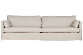 DKD Home Decor Sofá Urbano Beige, 270 x 86 x 80 cm, Altura Asiento 43 cm, Material Lino y Algodón con 2 Cojines