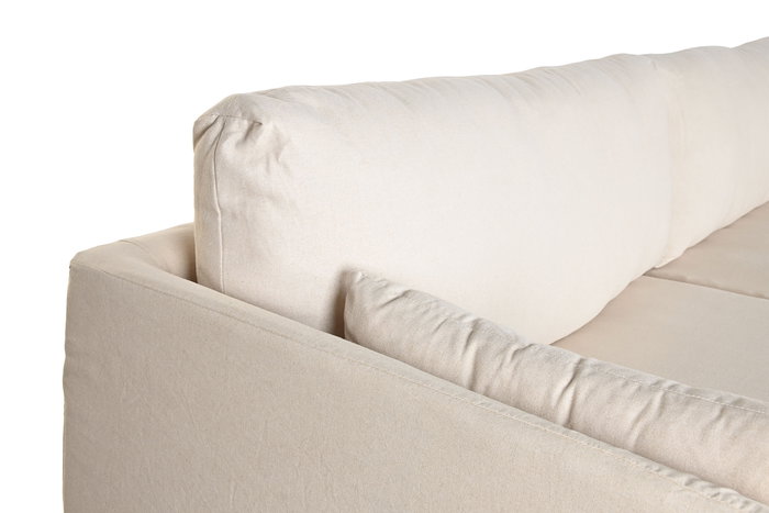 DKD Home Decor Sofá Urbano Beige, 270 x 86 x 80 cm, Altura Asiento 43 cm, Material Lino y Algodón con 2 Cojines