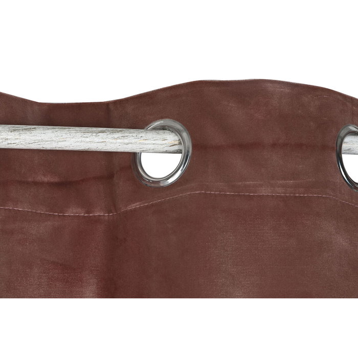 DKD Home Decor Cortina de Terciopelo Rosa Palo 140x260 cm con 8 Anillas