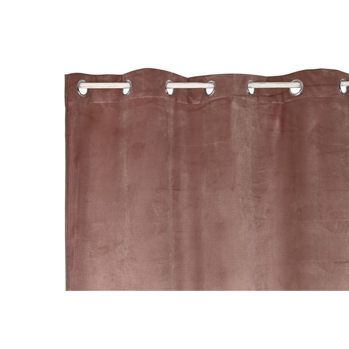 DKD Home Decor Cortina de Terciopelo Rosa Palo 140x260 cm con 8 Anillas
