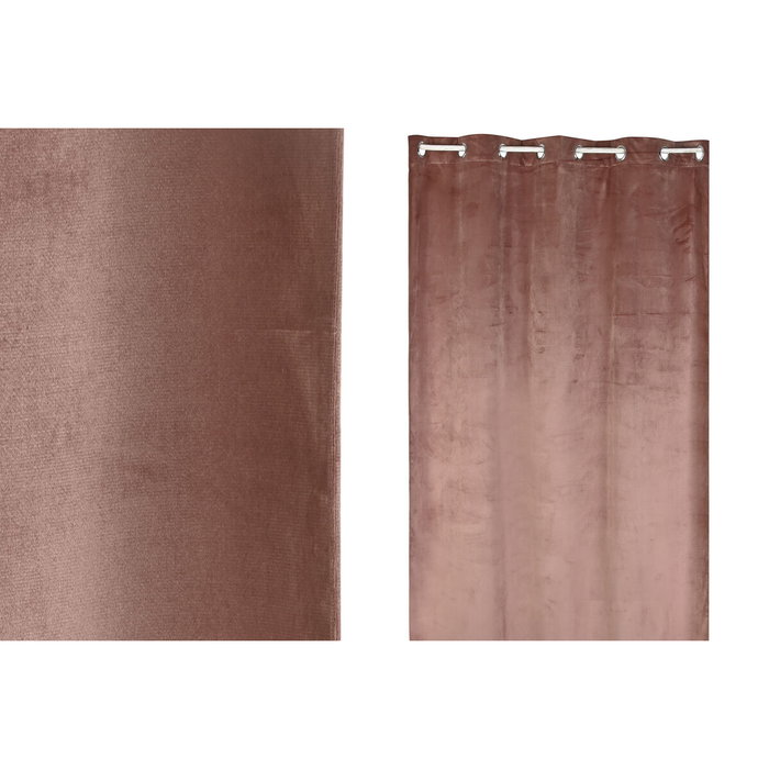 DKD Home Decor Cortina de Terciopelo Rosa Palo 140x260 cm con 8 Anillas