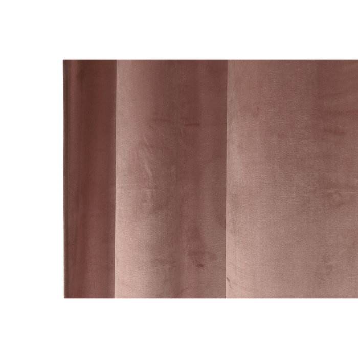 DKD Home Decor Cortina de Terciopelo Rosa Palo 140x260 cm con 8 Anillas
