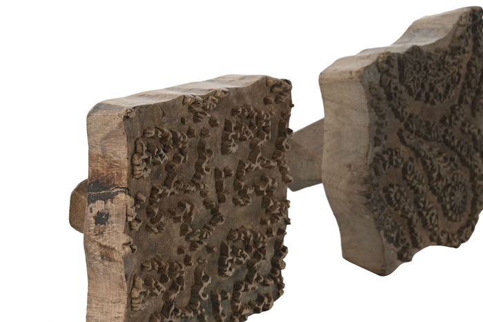 DKD Home Decor Sello Estampacion Gris Negro Madera 20 x 20 x 20 cm (4 Unidades)