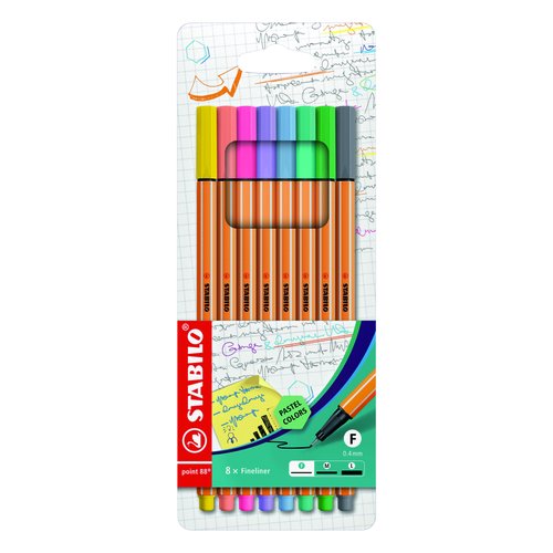 Stabilo Point 88 Estuche de 8 Rotuladores de Colores Pastel Trazo 0,4 mm
