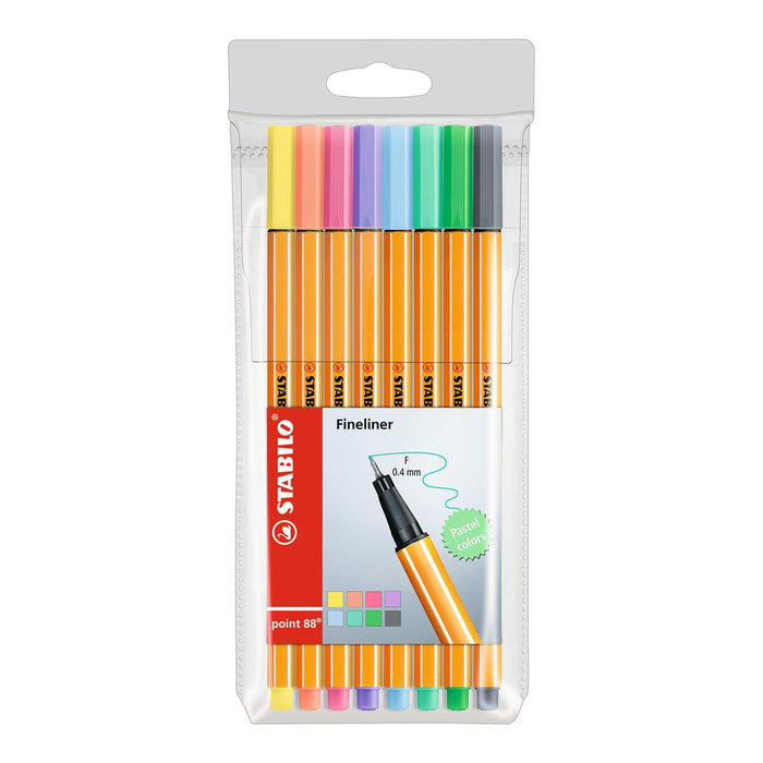 Stabilo Point 88 Estuche de 8 Rotuladores de Colores Pastel Trazo 0,4 mm