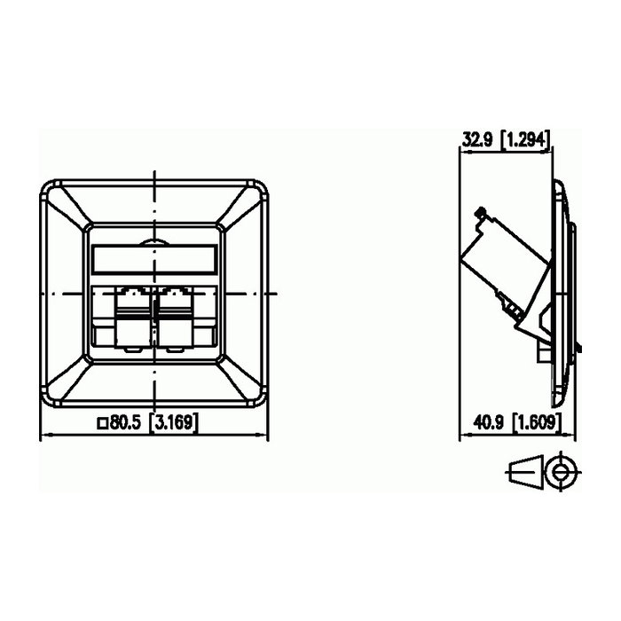 METZ CONNECT BTR E-DAT Modul, 2 Ports RJ-45, Categoría 6 Clase E, Blanco - 1309121002-E