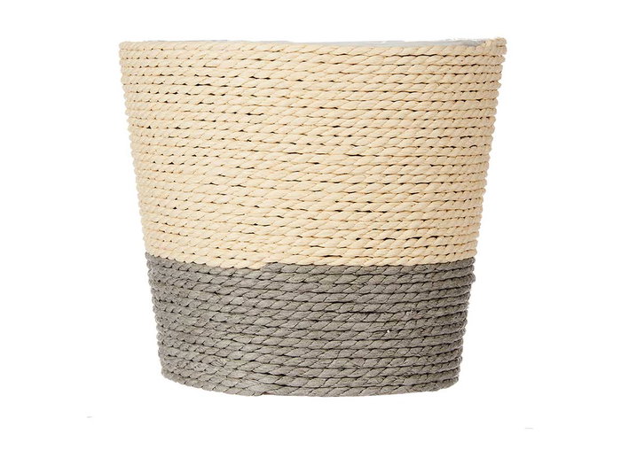 Ibergarden Macetero de Cuerda 16x14 cm, Color Gris y Natural, Maceta Decorativa para Interior o Exterior (Set de 24)