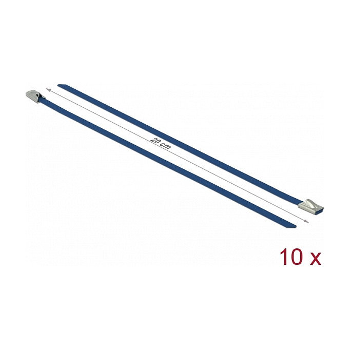 DeLOCK Sujetacables de Acero Inoxidable L 200 x B 4,6 mm Azul, 10 unidades
