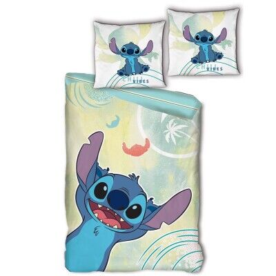 Disney Funda Nórdica Stitch 100% Algodón para Cama 90cm (140x200cm) con Funda Cojín 65x65cm Disney Funda Nórdica Stitch 100% Algodón para Cama 90cm (140x200cm) con Funda Cojín 65x65cm