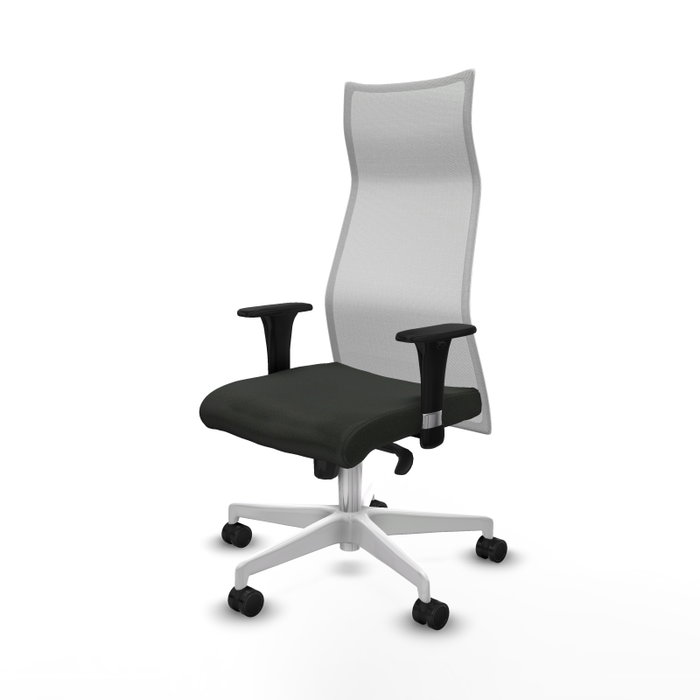PIQUERAS Y CRESPO Sillón Albacete con Mecanismo Sincro, Tela Negra y Malla Blanca