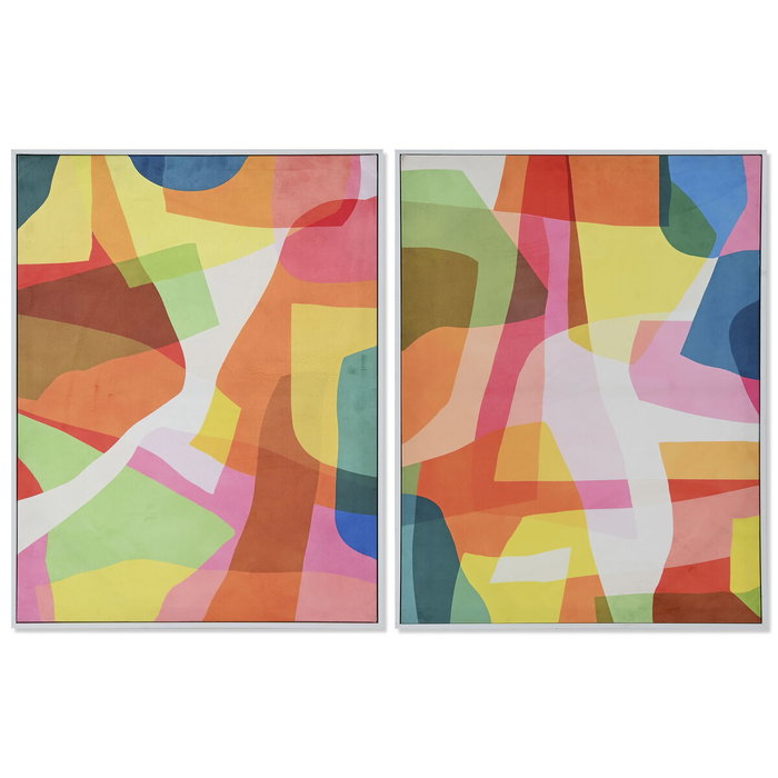 DKD Home Decor Set de 2 Cuadros Lienzo Velvet Moderno Multicolor