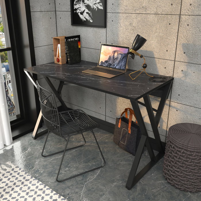 Hanah Home Mesa de Estudio Moderna Negra 120x60x75 cm Tablero Partículas Melamina