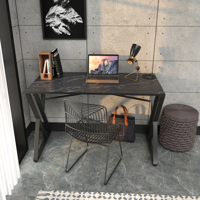 Hanah Home Mesa de Estudio Moderna Negra 120x60x75 cm Tablero Partículas Melamina